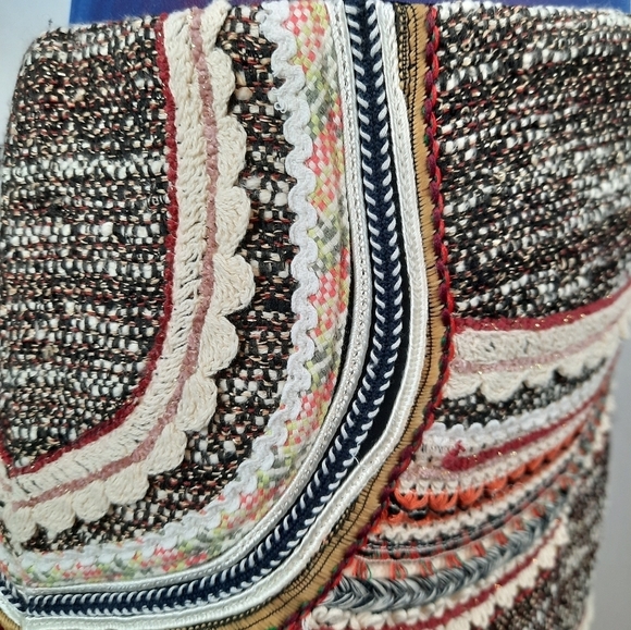 Zara Woman Tweed Embroidered Bohemian Mini Skirt Size Small Women's - Picture 10 of 14